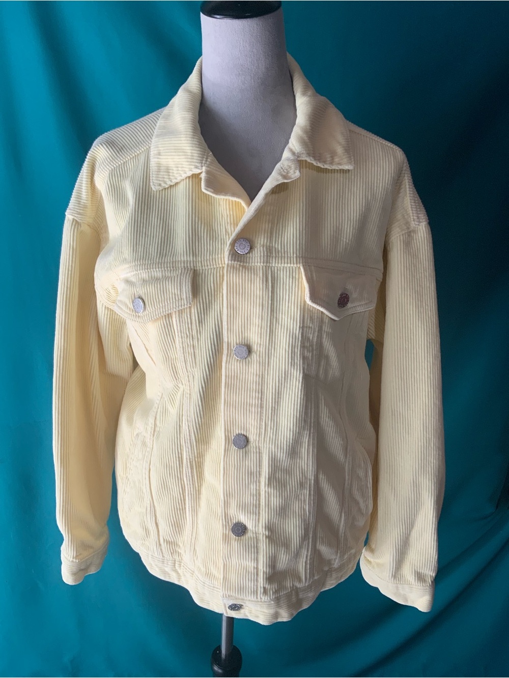 BDG YELLOW CORDUROY FULL BUTTON DOWN TRUCKER JACKET FROM URBAN OUTFITTERS
